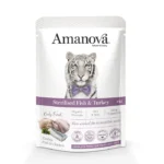 Comida humeda esterilizado para gato sabor a pollo pavo y pescado 85gr - Amanova